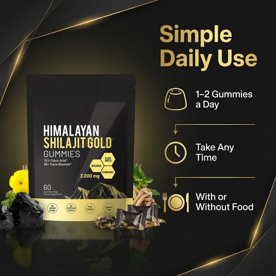 Himalayan Shilajit Gold Gummies – Daily Vitality & Testosterone Support for Men