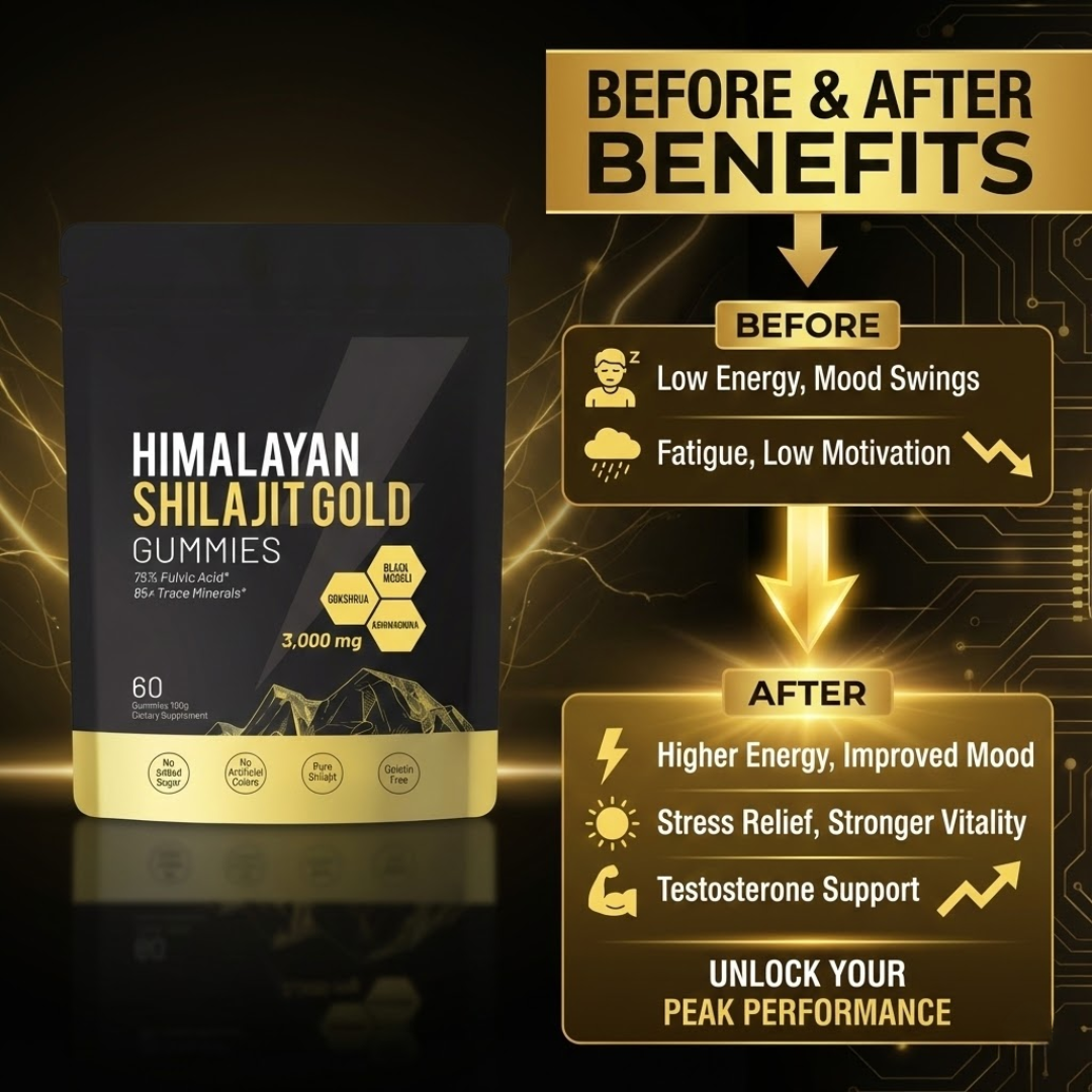 Himalayan Shilajit Gold Gummies – Daily Vitality & Testosterone Support for Men
