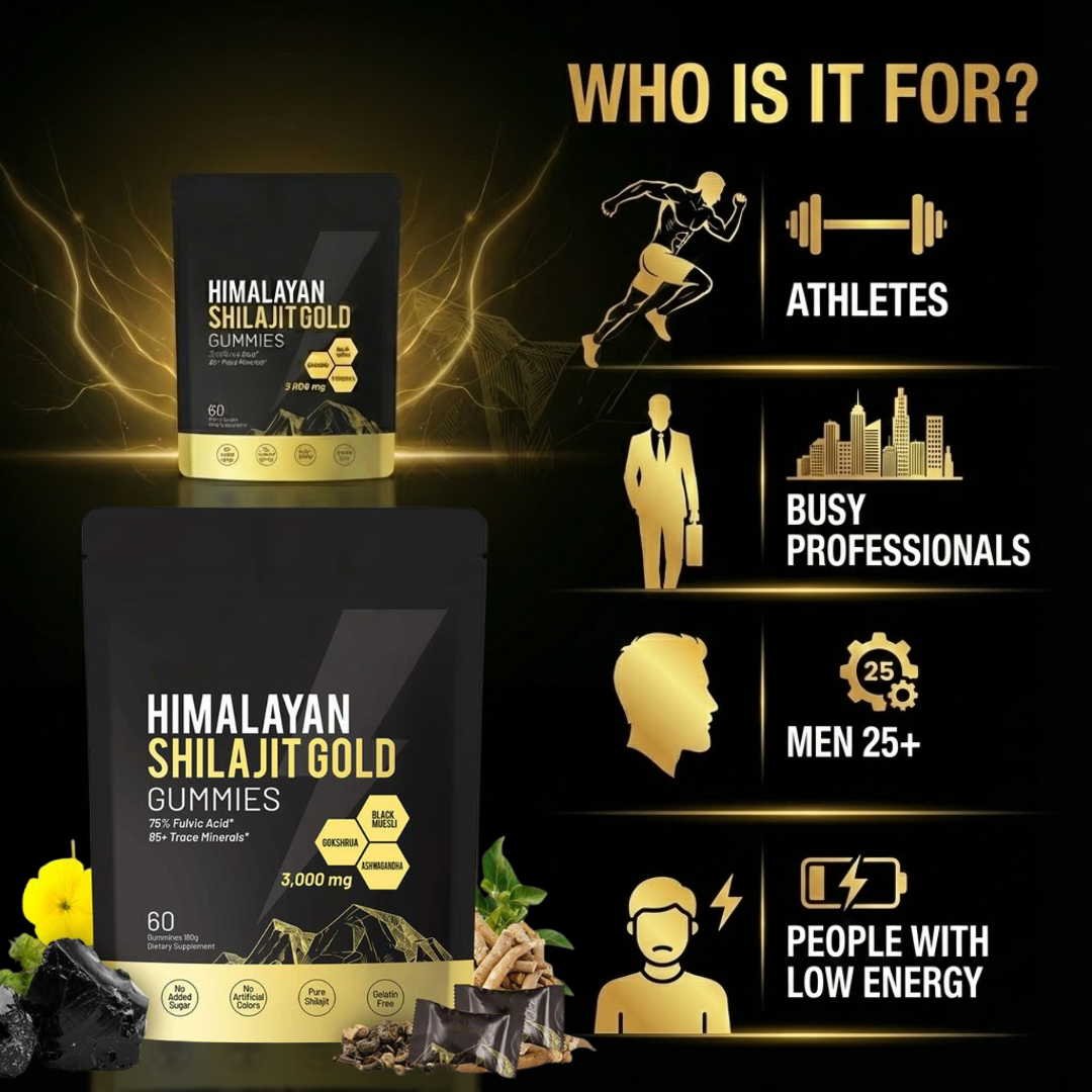 Himalayan Shilajit Gold Gummies – Daily Vitality & Testosterone Support for Men